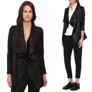 The Kooples Black Drape Open Front Knit Top Jacket